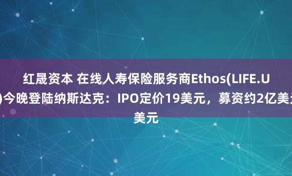 红晟资本 在线人寿保险服务商Ethos(LIFE.US)今晚登陆纳斯达克：IPO定价19美元，募资约2亿美元