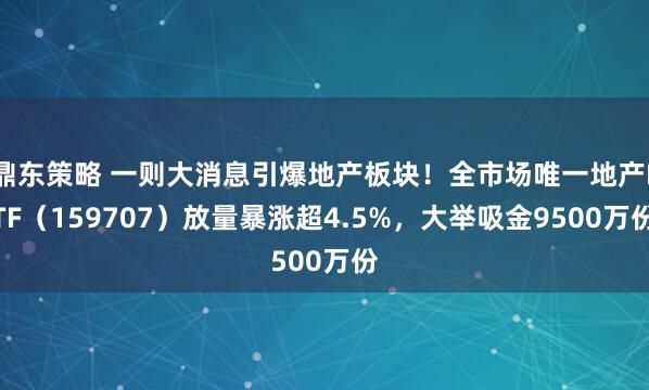 鼎东策略 一则大消息引爆地产板块！全市场唯一地产ETF（159707）放量暴涨超4.5%，大举吸金9500万份
